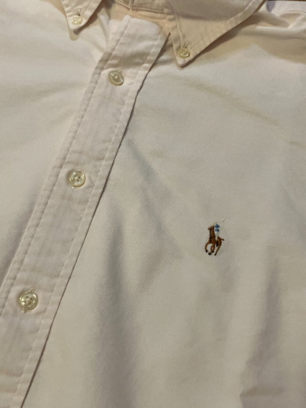 Vintage Polo Ralph Lauren Oxford Shirt Pale Pink Flesh Pony Cotton 16.5 36 XL - Picture 4 of 9
